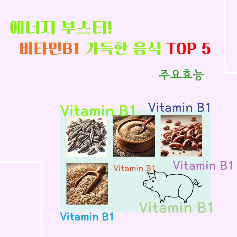 에너지 부스터! 비타민B1 가득한 음식 TOP 5 : 주요 효능