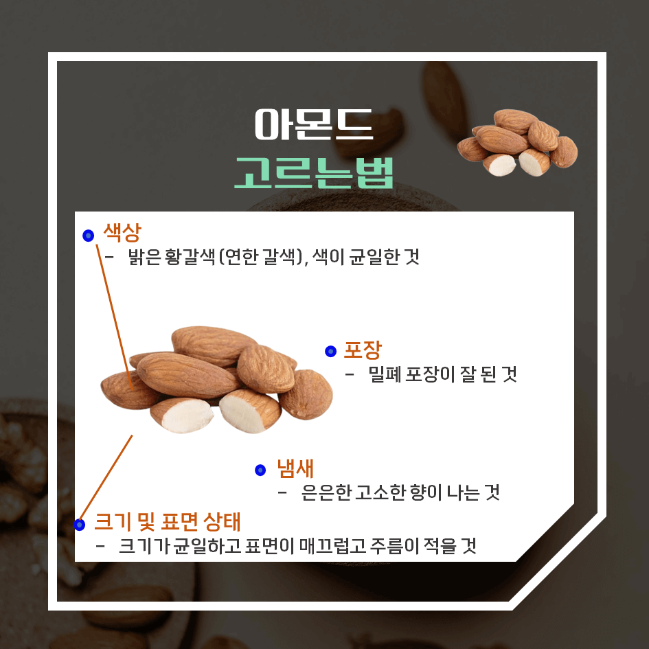 하루 한줌의 마법! 아몬드 효능 & 칼로리 2탄 : 신선하게 고르고 보관하는 완벽 가이드