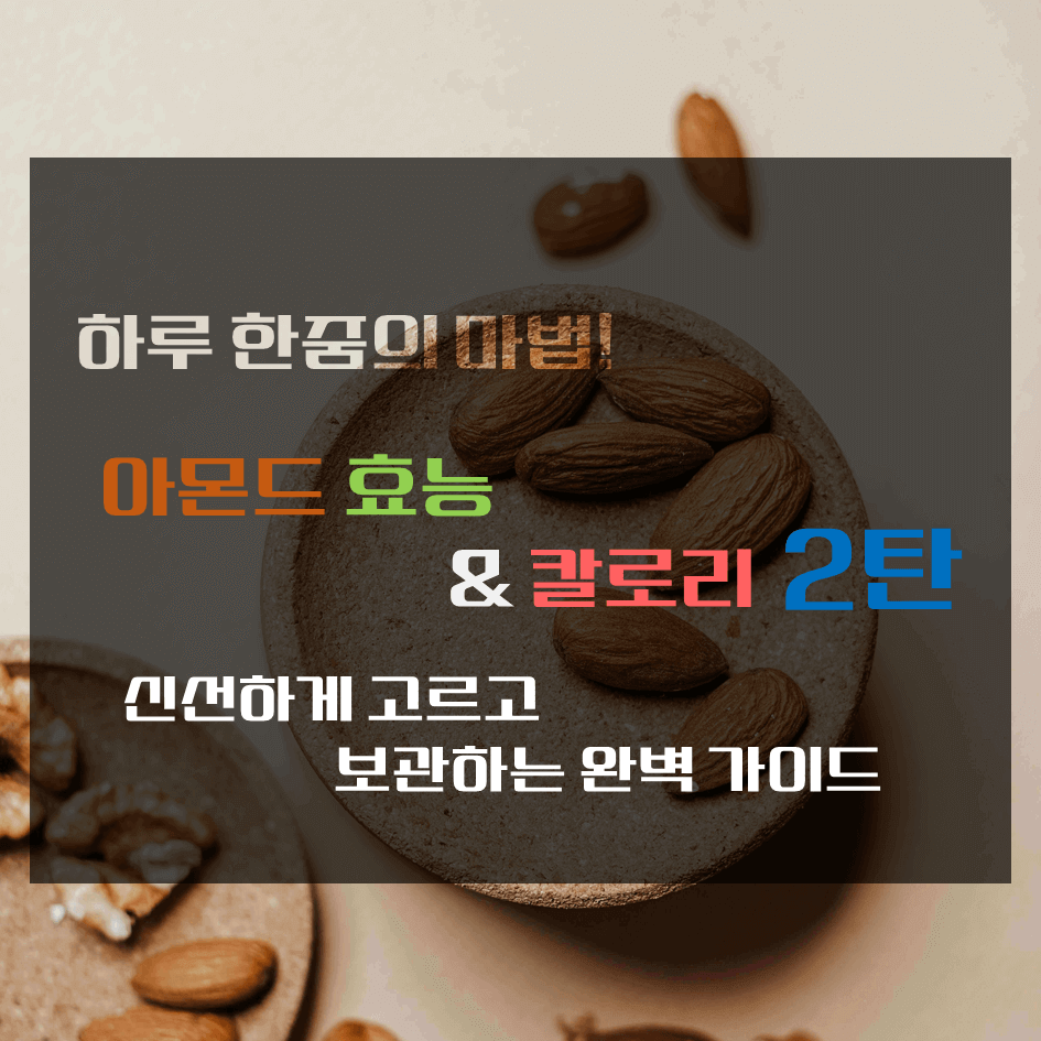 하루 한줌의 마법! 아몬드 효능 & 칼로리 2탄 : 신선하게 고르고 보관하는 완벽 가이드